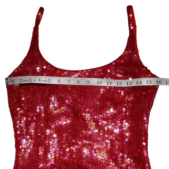 ❤️Sold❤️Vintage Jeanette Kastenberg St Martin Sequin Red Cocktail Party Dress - Picture 15 of 16